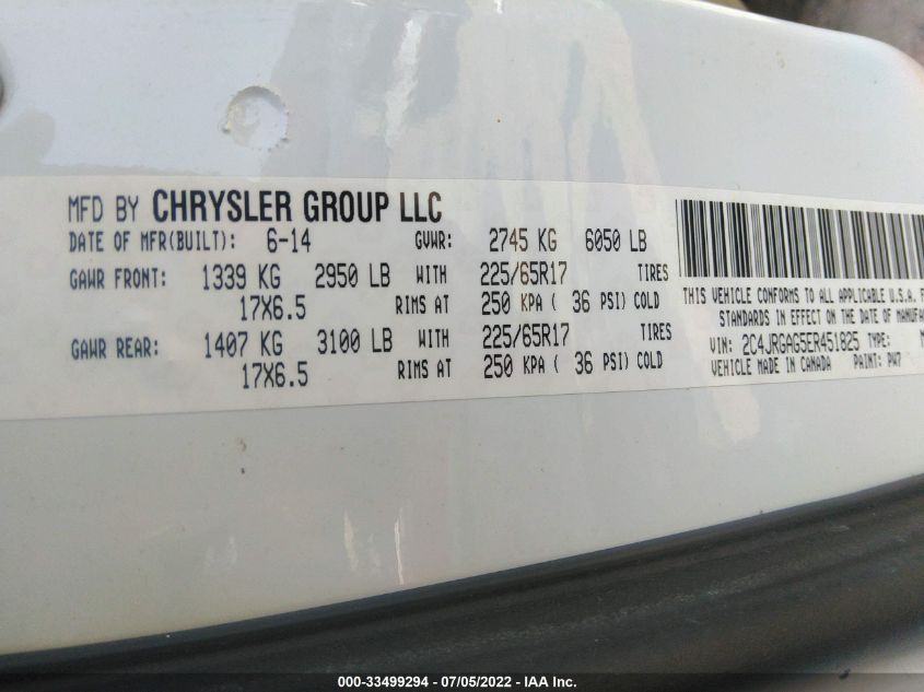 2014 RAM CARGO VAN TRADESMAN 2C4JRGAG5ER451825