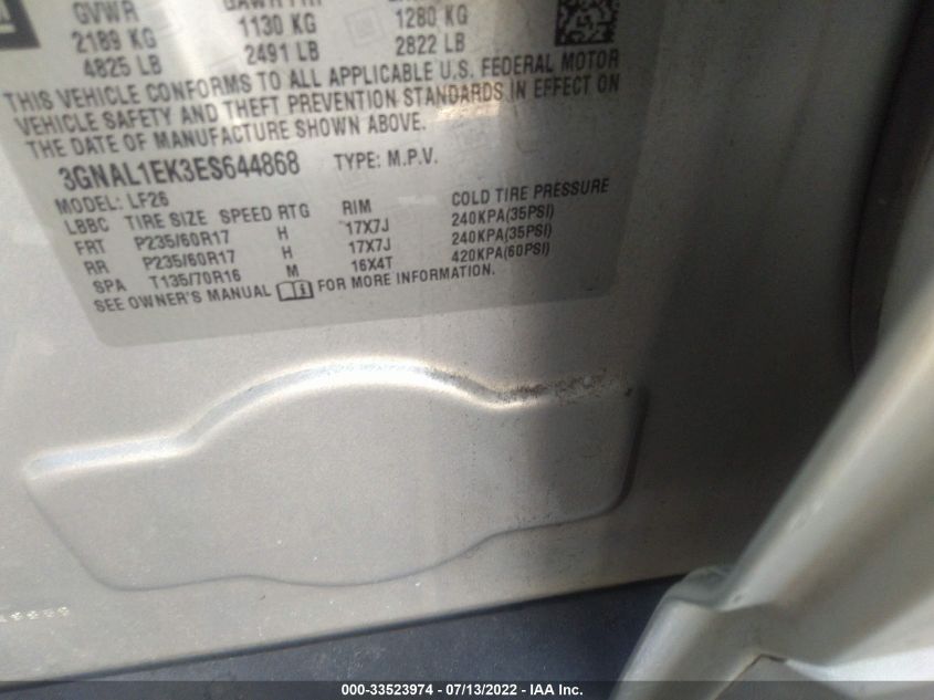 2014 CHEVROLET CAPTIVA SPORT FLEET LS 3GNAL1EK3ES644868