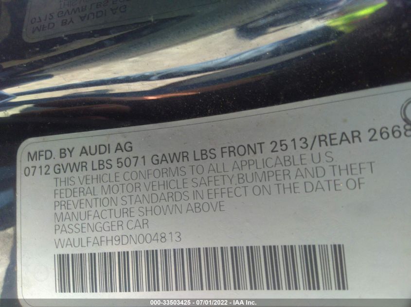 2013 AUDI A5 PREMIUM PLUS WAULFAFH9DN004813