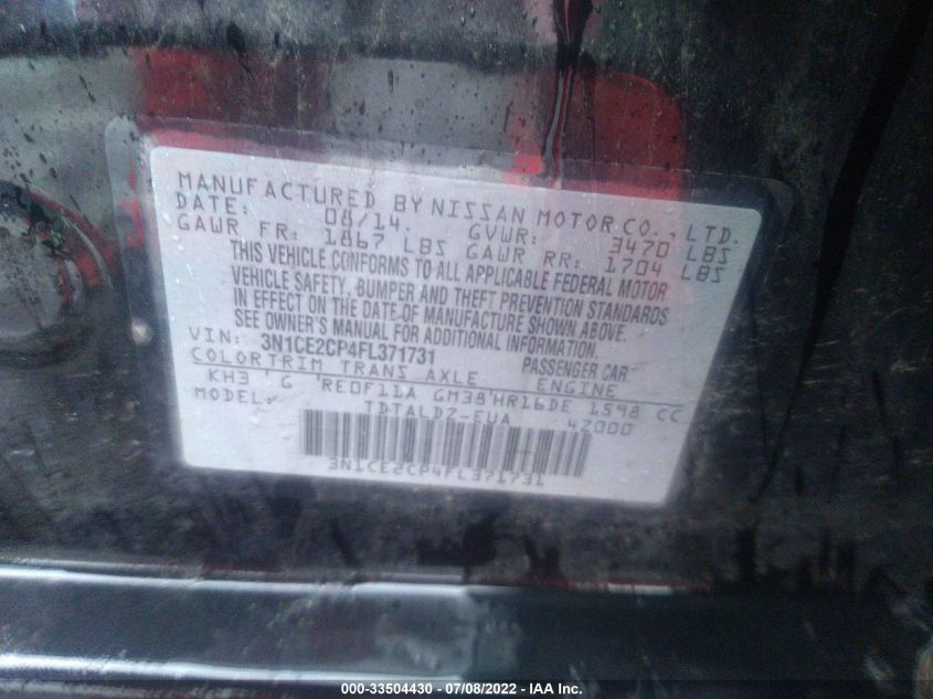 2015 NISSAN VERSA NOTE SV 3N1CE2CP4FL371731