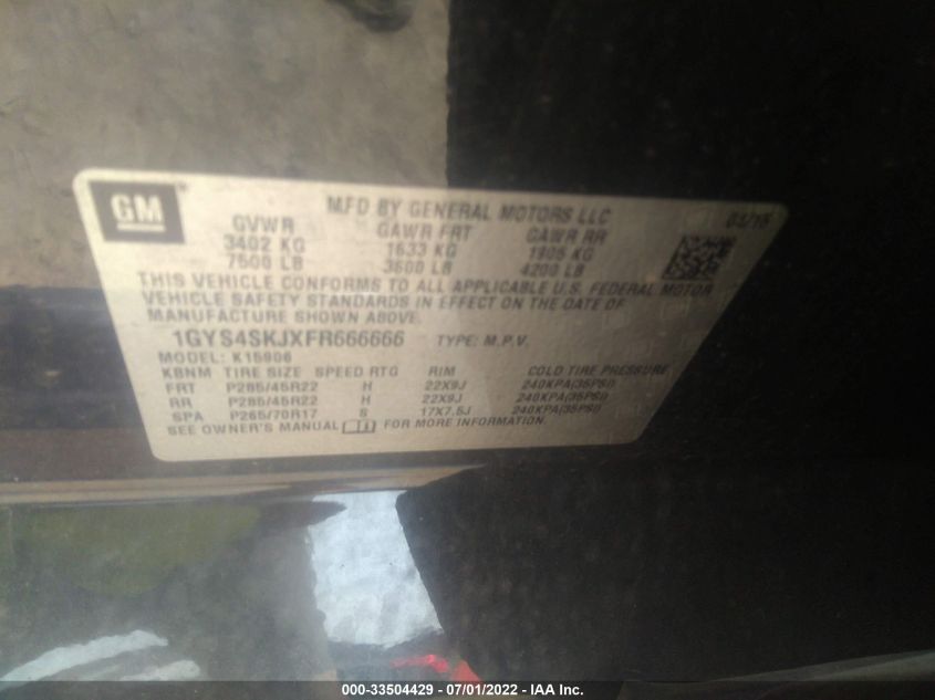 2015 CADILLAC ESCALADE ESV LUXURY 1GYS4SKJXFR666666