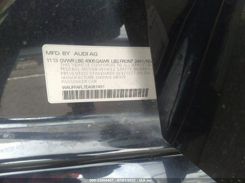 2014 AUDI A4 PREMIUM PLUS WAUFFAFL7EA087491
