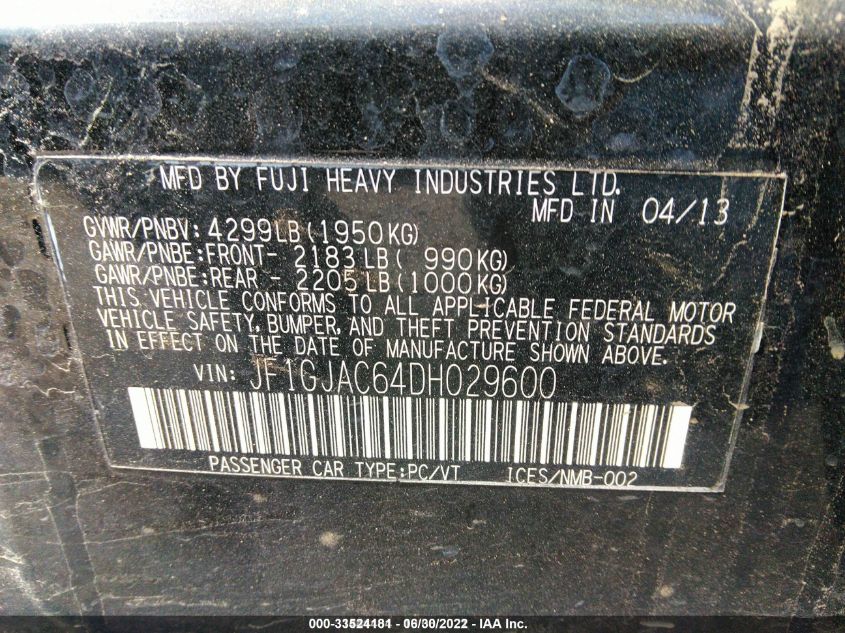 2013 SUBARU IMPREZA SEDAN PREMIUM JF1GJAC64DH029600