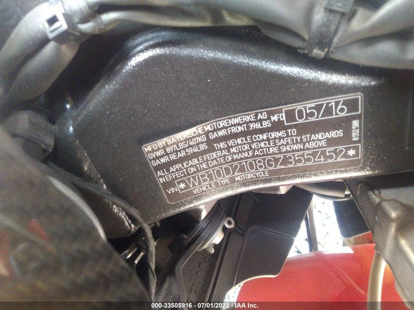 2016 BMW S 1000 RR WB10D2108GZ355452