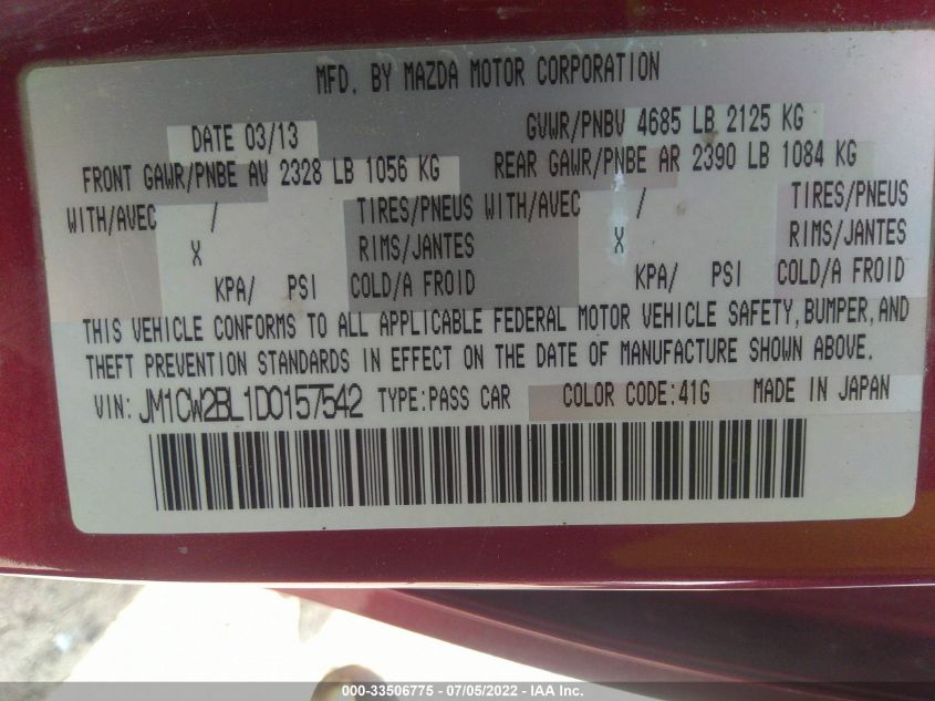 2013 MAZDA MAZDA5 SPORT JM1CW2BL1D0157542