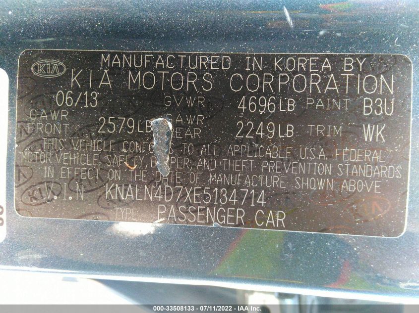 2014 KIA CADENZA PREMIUM KNALN4D7XE5134714