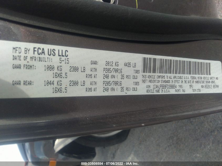 2015 JEEP PATRIOT SPORT 1C4NJPBB9FD398854