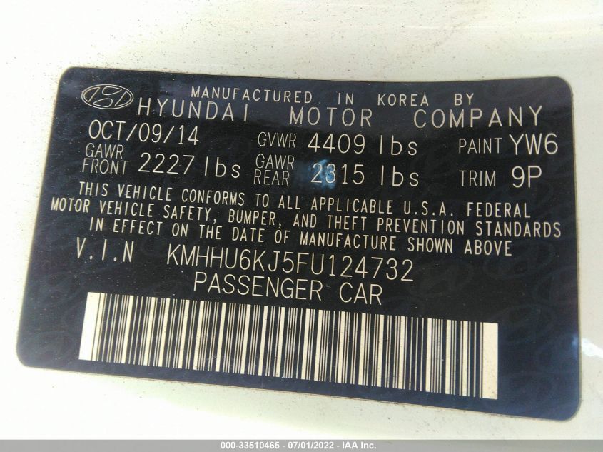 2015 HYUNDAI GENESIS COUPE 3.8L ULTIMATE KMHHU6KJ5FU124732