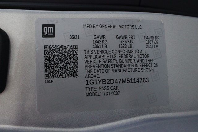 2021 CHEVROLET CORVETTE 2LT 1G1YB2D47M5114763