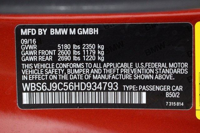 2017 BMW M6 WBS6J9C56HD934793