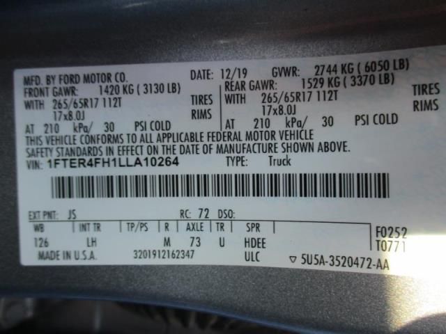 2020 FORD RANGER XL/XLT/LARIAT 1FTER4FH1LLA10264