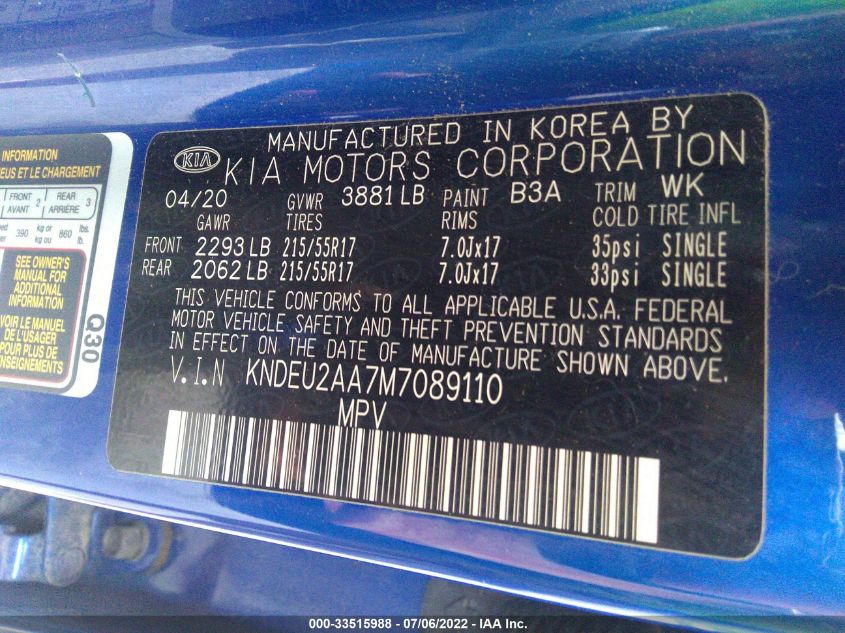 2021 KIA SELTOS S KNDEU2AA7M7089110