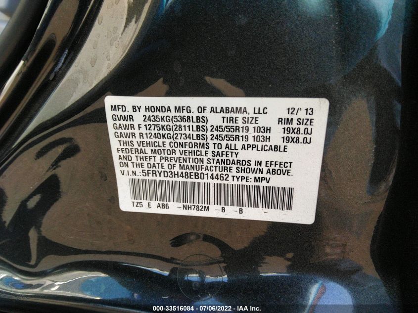 2014 ACURA MDX TECH PKG 5FRYD3H48EB014462