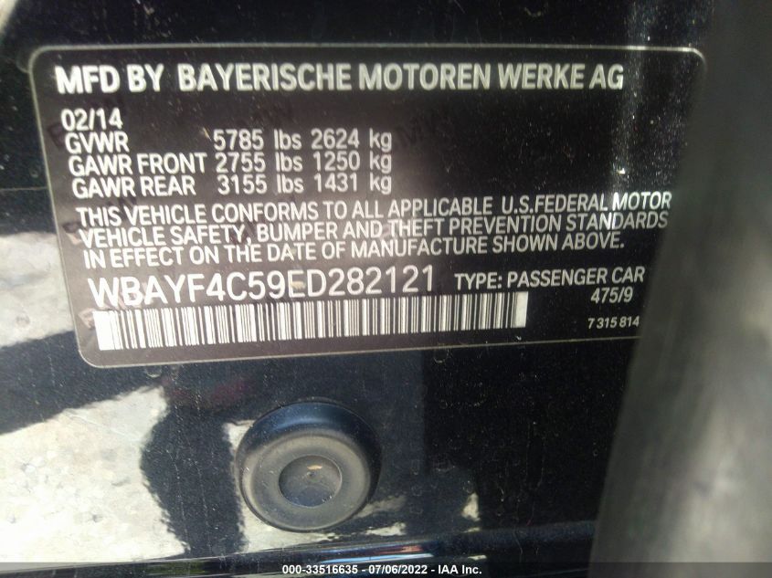 2014 BMW 7 SERIES 740LI XDRIVE WBAYF4C59ED282121