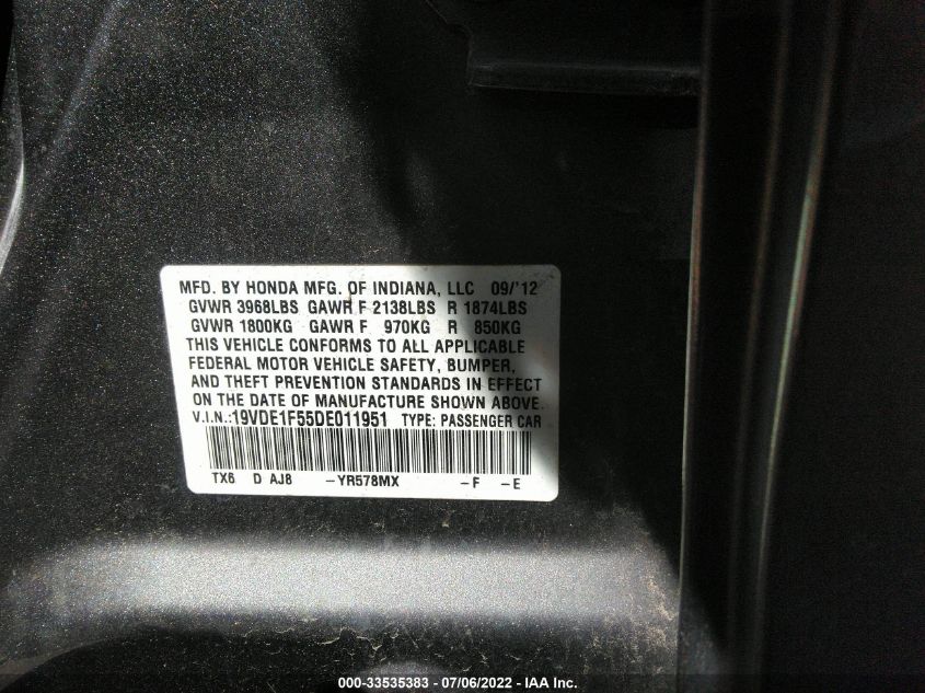 2013 ACURA ILX PREMIUM PKG 19VDE1F55DE011951