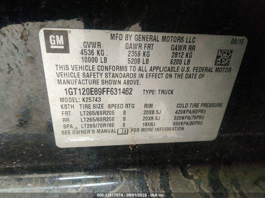 2015 GMC SIERRA 2500HD DENALI 1GT120E89FF631462
