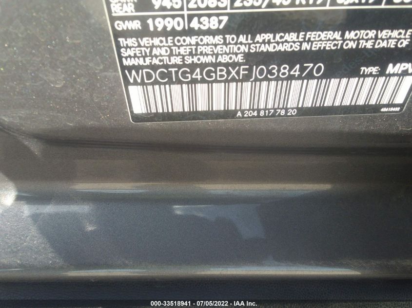 2015 MERCEDES-BENZ GLA-CLASS GLA 250 WDCTG4GBXFJ038470