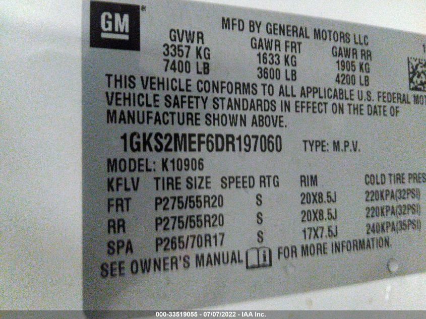 2013 GMC YUKON XL DENALI 1GKS2MEF6DR197060