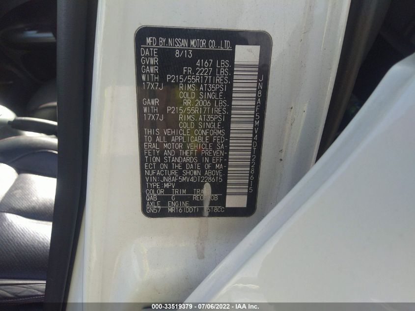 2013 NISSAN JUKE SL JN8AF5MV4DT228615
