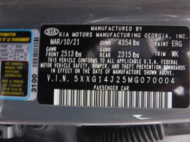 2021 KIA K5 LXS 5XXG14J25MG070004