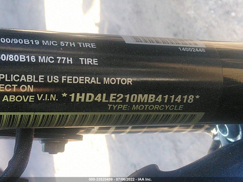 2021 HARLEY-DAVIDSON XL883 N 1HD4LE210MB411418