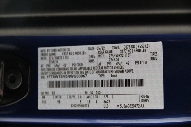 2022 FORD F-150 LIGHTNING PRO/XLT/LARIAT/PLATINUM 1FT6W1EV0NWG03067
