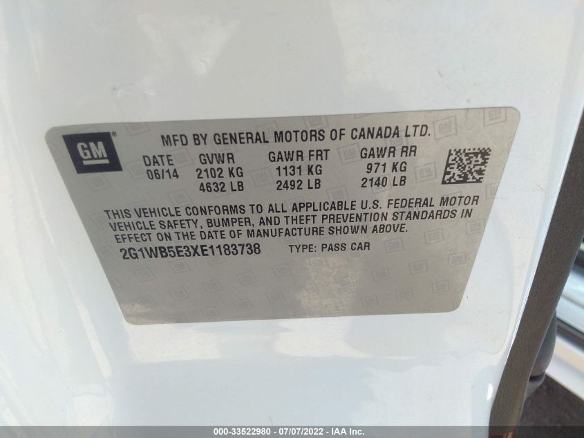 2014 CHEVROLET IMPALA LIMITED LT 2G1WB5E3XE1183738