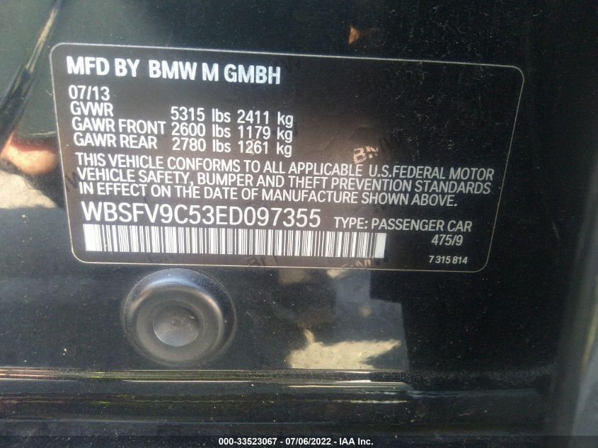 2014 BMW M5 WBSFV9C53ED097355