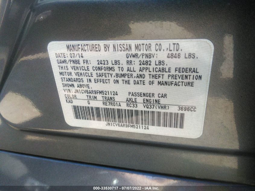 2015 INFINITI Q40 JN1CV6AR9FM521124