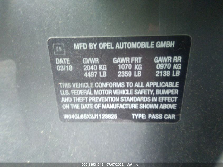 2018 BUICK REGAL SPORTBACK PREFERRED W04GL6SX2J1123825