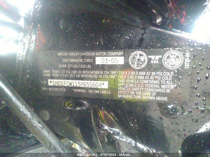 2005 HARLEY-DAVIDSON FLHTCUI 1HD1FCW115Y655604