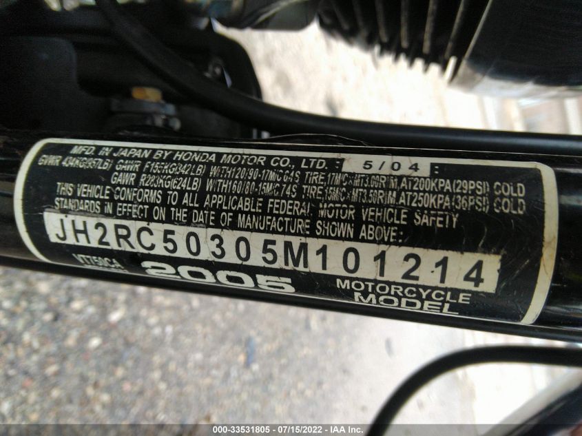 2005 HONDA VT750 CA JH2RC50305M101214