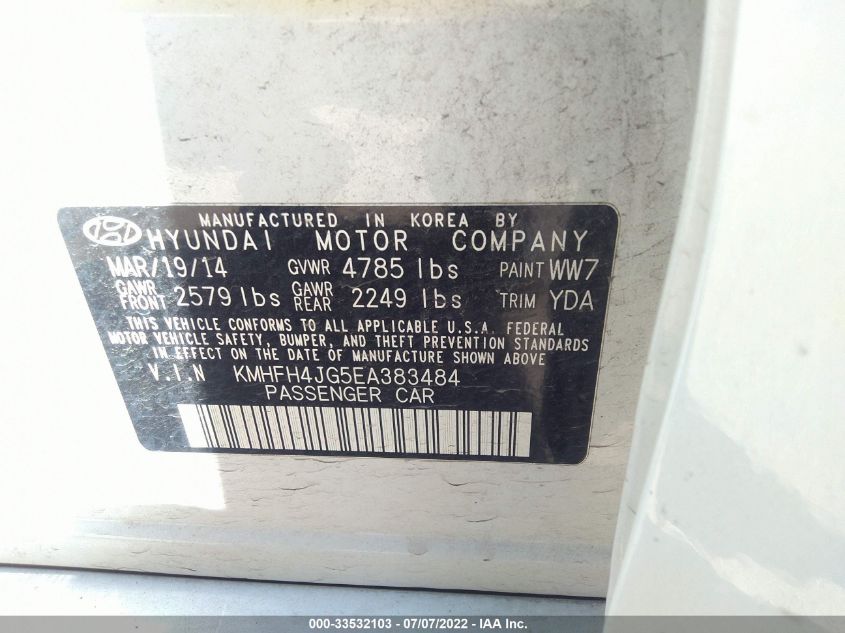2014 HYUNDAI AZERA GLS/LIMITED KMHFH4JG5EA383484
