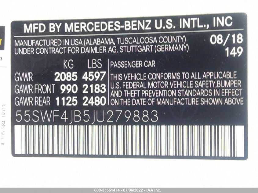 2018 MERCEDES-BENZ C-CLASS C 300 55SWF4JB5JU279883