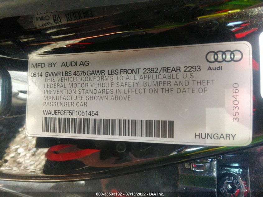 2015 AUDI A3 2.0T PREMIUM PLUS WAUEFGFF5F1051454