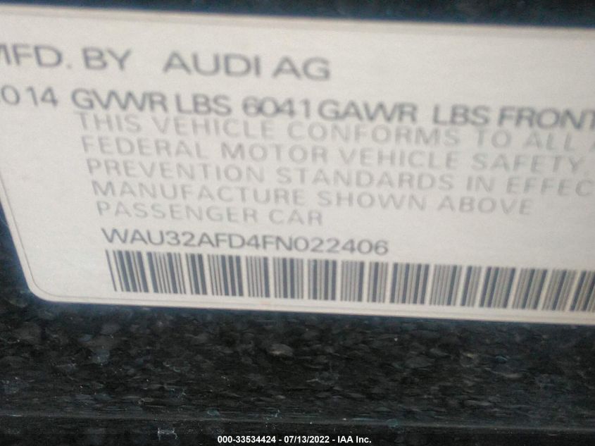 2015 AUDI A8 L L QUATTRO WAU32AFD4FN022406