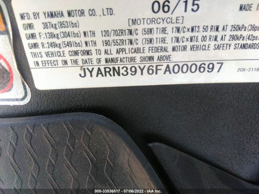 2015 YAMAHA YZFR1 C JYARN39Y6FA000697
