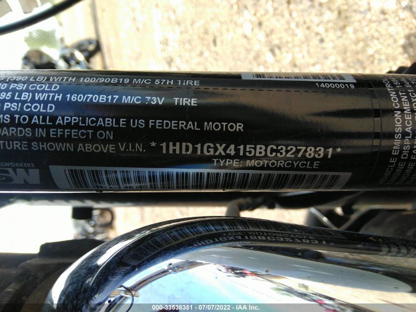 2011 HARLEY-DAVIDSON FXDB 1HD1GX415BC327831