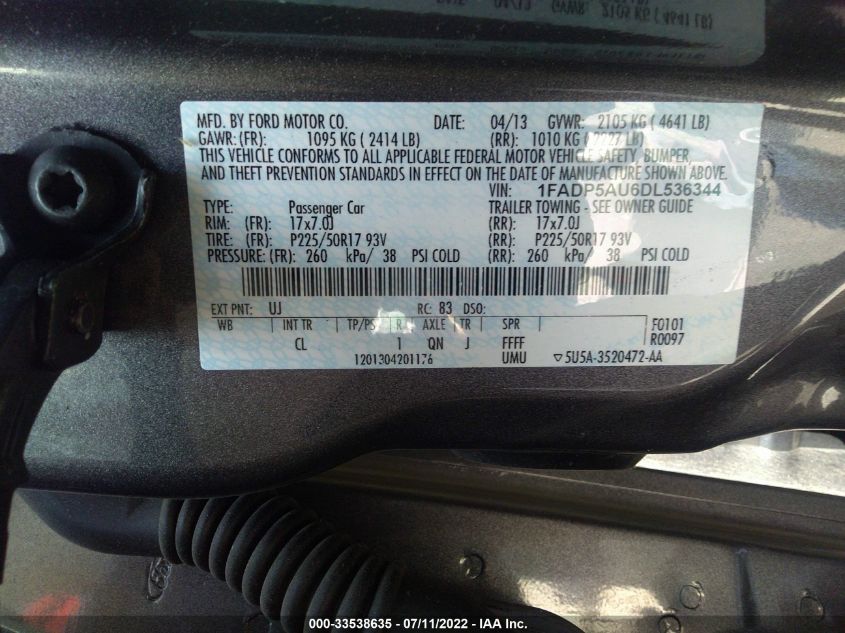 2013 FORD C-MAX HYBRID SE 1FADP5AU6DL536344