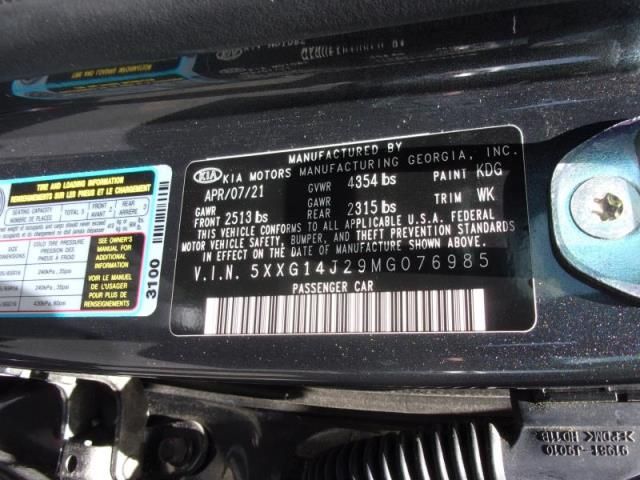 2021 KIA K5 LXS 5XXG14J29MG076985