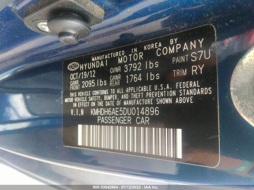 2013 HYUNDAI ELANTRA COUPE GS/SE KMHDH6AE5DU014896