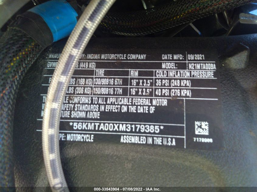 2021 INDIAN MOTORCYCLE CO. SCOUT BOBBER ABS 56KMTA00XM3179385