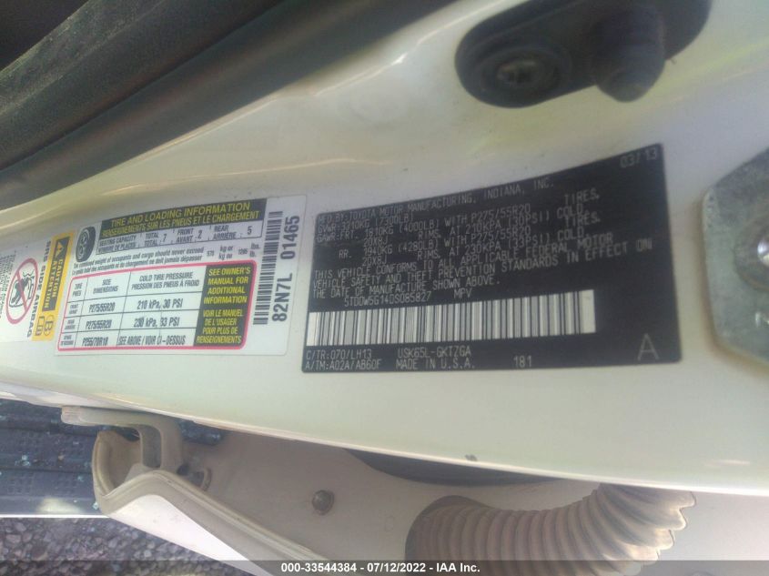 2013 TOYOTA SEQUOIA PLATINUM 5TDDW5G14DS085827