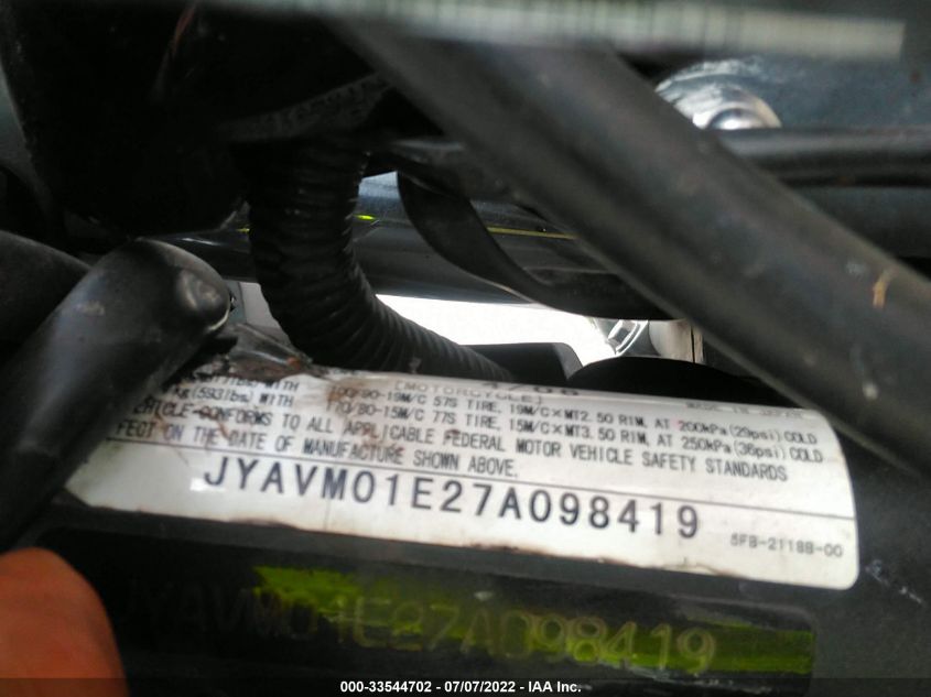 2007 YAMAHA XVS650 JYAVM01E27A098419