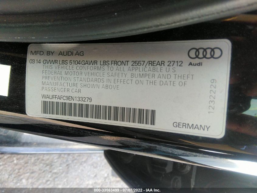 2014 AUDI A6 2.0T PREMIUM WAUFFAFC9EN133279
