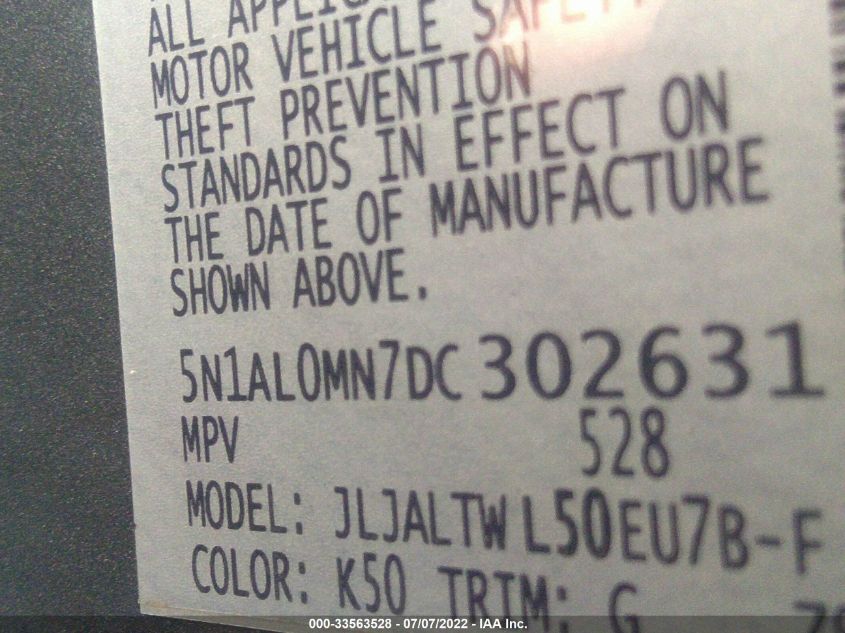 2013 INFINITI JX 5N1AL0MN7DC302631