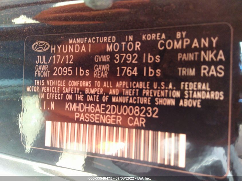 2013 HYUNDAI ELANTRA COUPE SE KMHDH6AE2DU008232