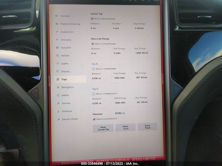 2018 TESLA MODEL X 75D/100D/P100D 5YJXCDE2XJF113500