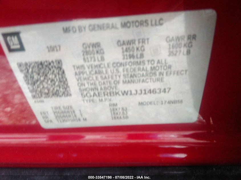2018 BUICK ENCLAVE ESSENCE 5GAERBKW1JJ146347