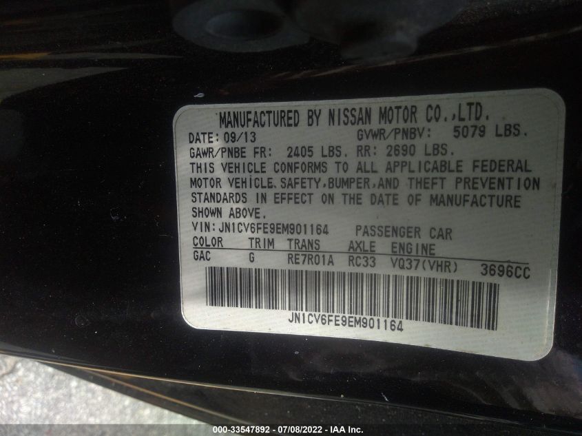 2014 INFINITI Q60 CONVERTIBLE JN1CV6FE9EM901164